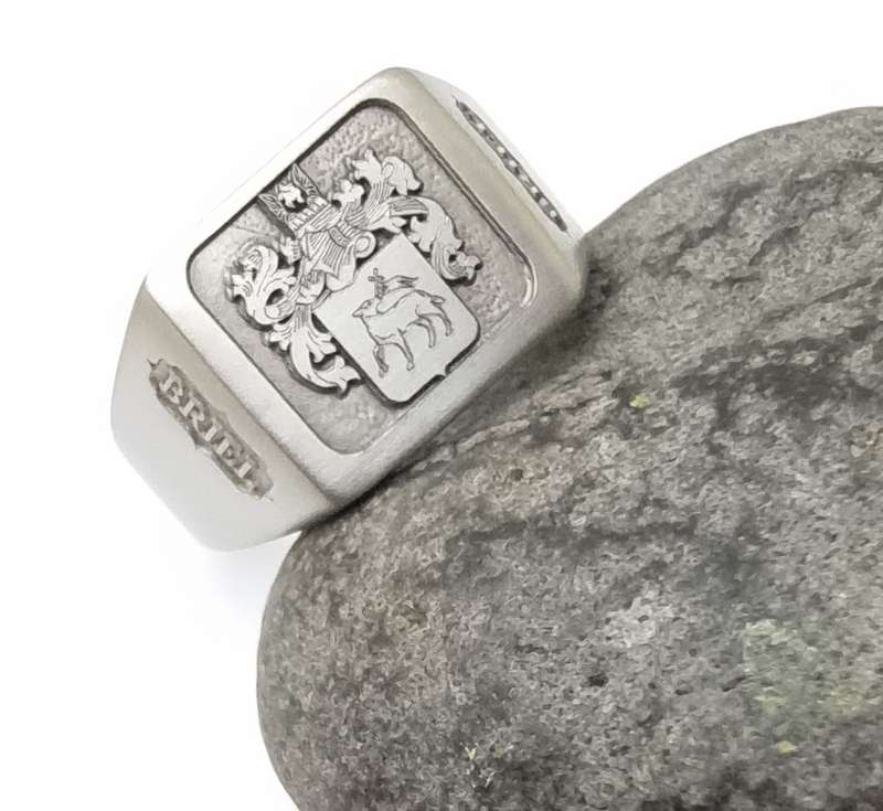 Stainless Steel Custom Engraved Family Crest Rings