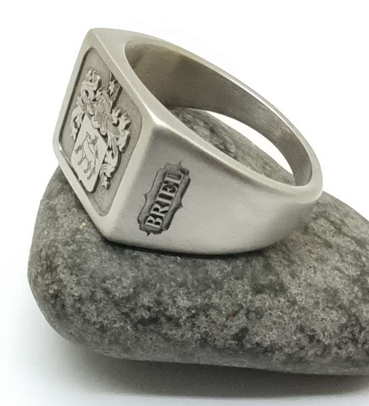 Stainless Steel Custom Engraved Family Crest Rings