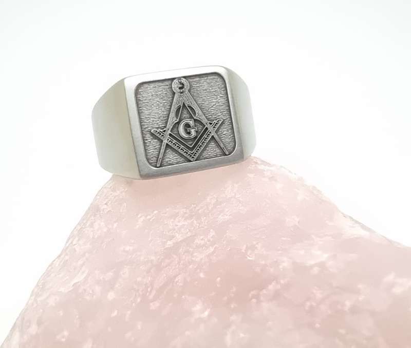 Custom Made Freemason Square and Compass ring