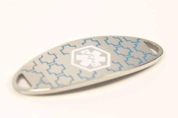 Mini Aqua Stainless Medical ID Tag Bracelet & Chain