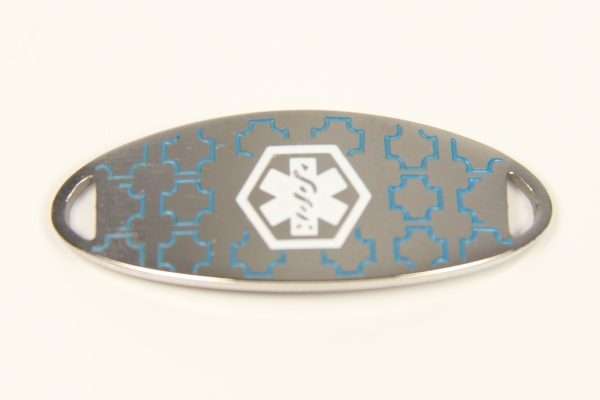 Mini Aqua Stainless Medical ID Tag Bracelet & Chain