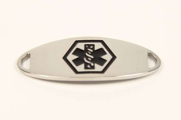 Mini Black Stainless Medical ID Tag Bracelet & Chain