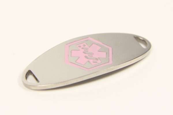 Mini Pink Stainless Medical ID Tag Bracelet & Chain