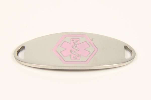 Mini Pink Stainless Medical ID Tag Bracelet & Chain