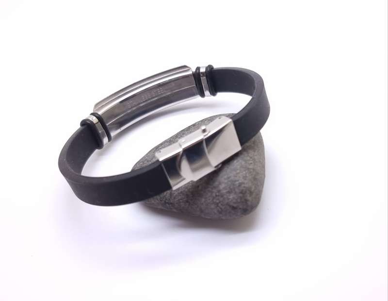 Black Silicone Medical Alert Bracelet Big Plate