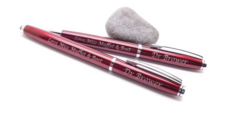 Burgundy and silver ballpoint pen and rollerball pen set 'helium' in presentation box