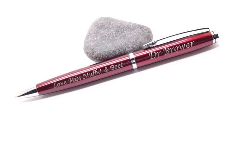 Burgundy and silver ballpoint pen and rollerball pen set 'helium' in presentation box