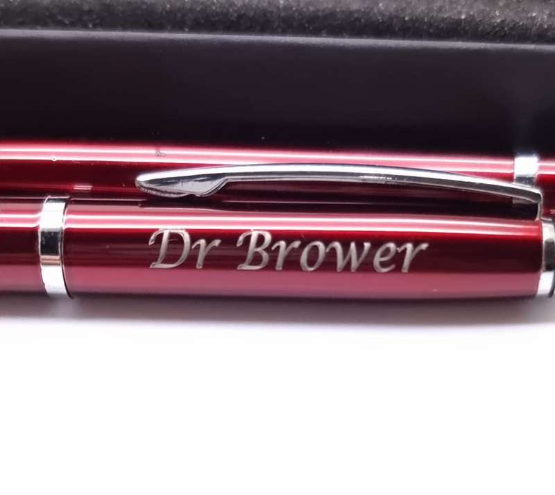 Burgundy and silver ballpoint pen and rollerball pen set 'helium' in presentation box