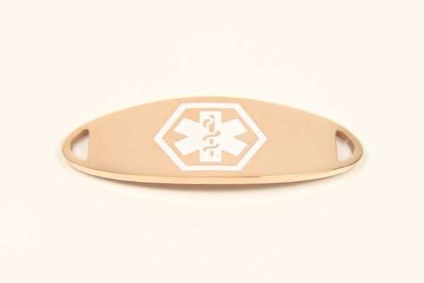 Mini White and Rose Gold Stainless Medical ID Tag Bracelet & Chain