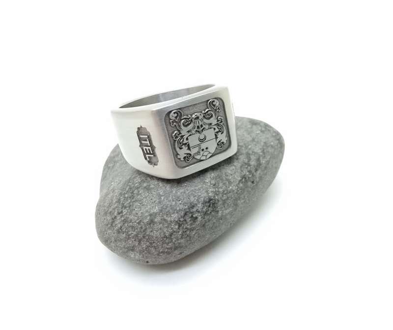 Stainless Steel Custom Engraved Family Crest Rings