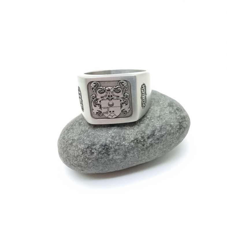Stainless Steel Custom Engraved Family Crest Rings