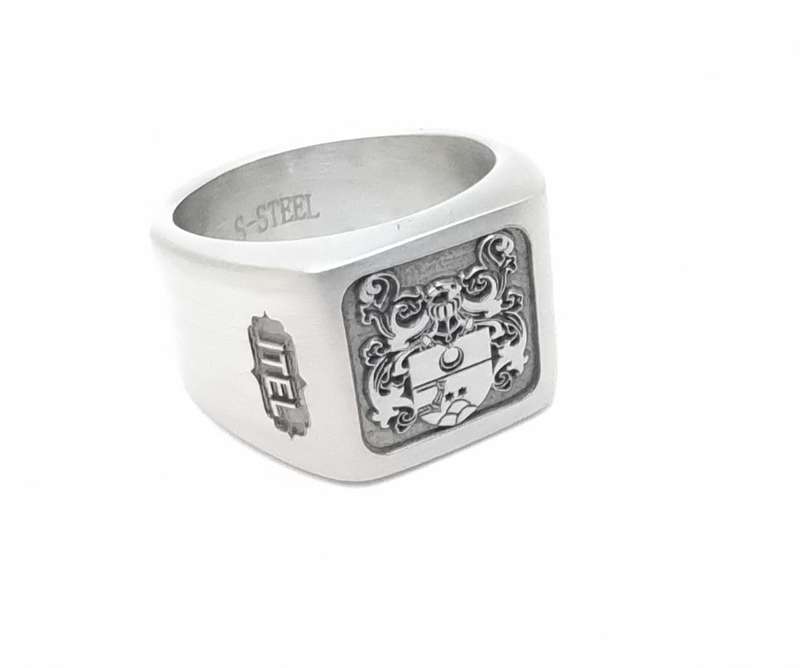 Stainless Steel Custom Engraved Family Crest Rings