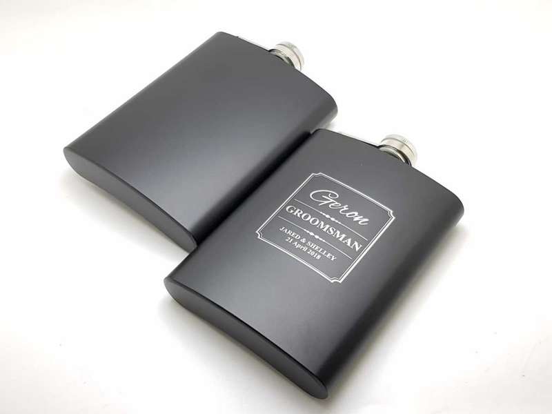 Black Personalised Hip Flasks 8oz (240ml) including engraving