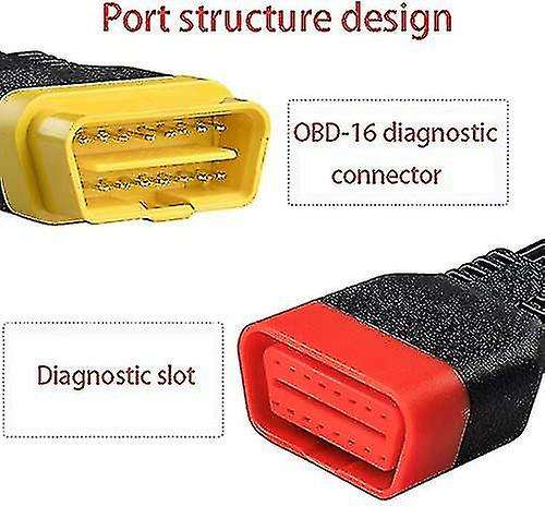 OBDII Extension Cable Connector Male To Female Cable 36cm (1 Black)