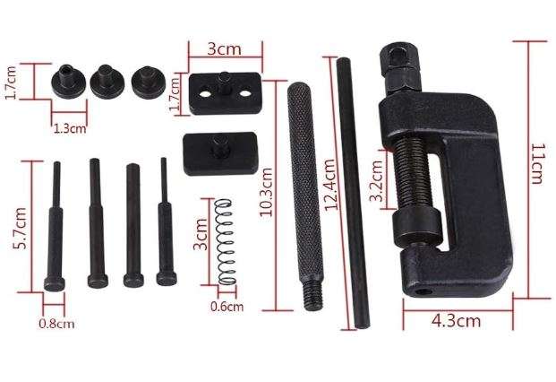 13 Piece Chain Breaker & Riveting Tool for Motorcycle, Bike & ATV