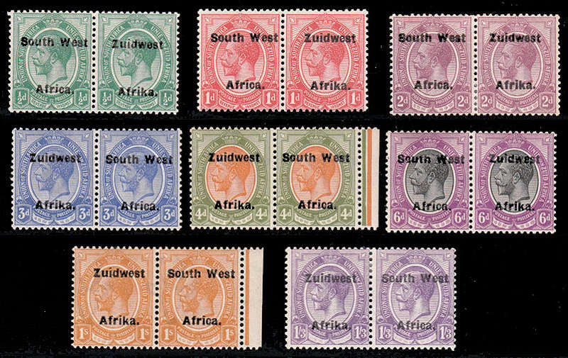 SOUTH WEST AFRICA 1923 KGV SET TO 1s3 PAIRS VERY FINE MNH SACC 40 - 47 CAT R2260