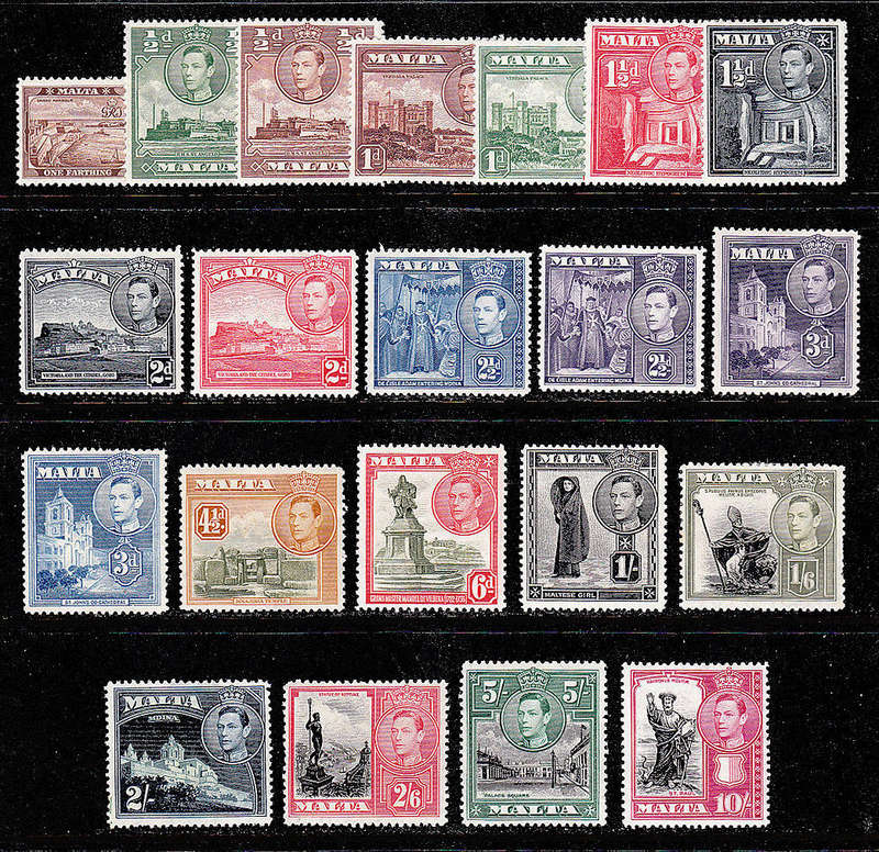 MALTA 1938 KGVI DEFINS SET 21 VALUES MINT. SG 217 - 31
