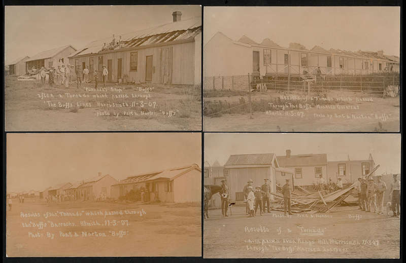 NATAL 1907 (11/3) RANGE OF 4 GENUINE PHOTO POSTCARD SHOWING DAMAGE OF TORNADO WITH HIT HARRISMITH
