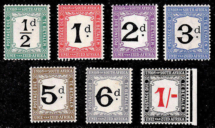 UNION 1914 POSTAGE DUES SET 7 VALUES VERY FINE MNH. SACC 1-7