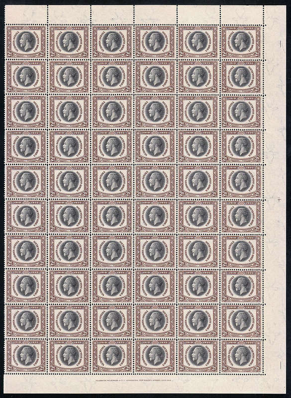 SOUTH WEST AFRICA 1935 SILVER JUBILEE 2d COMPLETE SHEET OF 60 VERY FINE MNH. SACC 116 VERY SCARCE