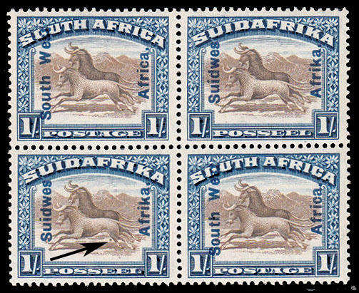 SOUTH WEST AFRICA 1926-27 PICTORIALS 1s BLOCK OF 4 VERY FINE MNH. SACC 77 R2000