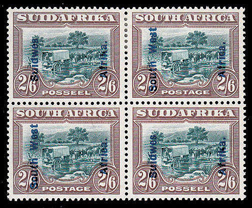 SOUTH WEST AFRICA 1926-27 PICTORIALS 2s6d BLOCK OF 4 VERY FINE LMM/MNH. SACC 78 R5500