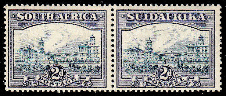 SOUTH AFRICA 1938 ROTOS 2d BLUE AND VIOLET PAIR VERY FINE MNH. SACC 44c. SCARCE
