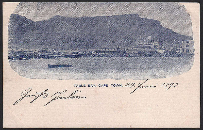 CGH 1898 POSTAL STATIONERY CARD WITH VIEW OF TABLE BAY CAPE TOWN. SENT TO GERMANY