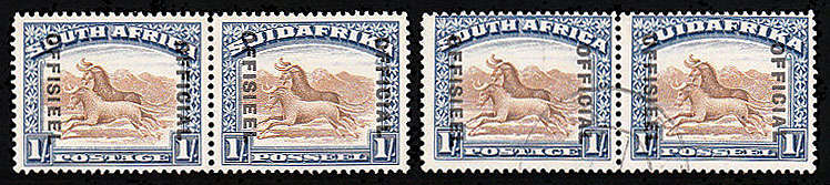 UNION OFFICIALS 1932 ON LONDON PRTG 1s FINE LMM AND USED PAIRS. SACC 21 CAT R2200