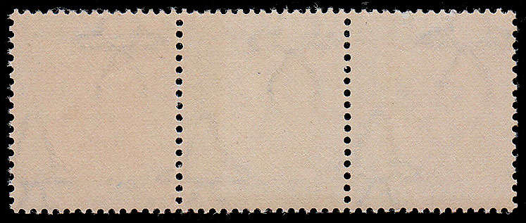 UNION 1932 POSTAGE DUES 3d INVERTED WMK INDIGO AND MILKY BLUE STRIP OF 3 MNH. SACC 27a CAT R6300