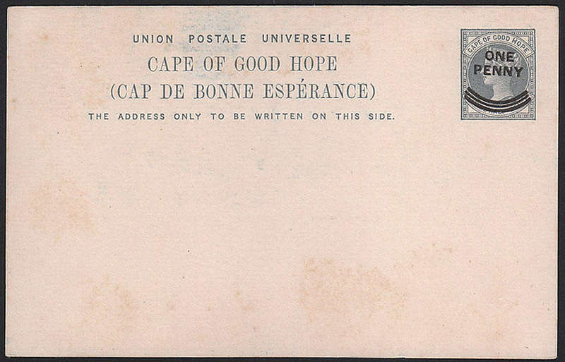 CGH c 1898 POSTAL STATIONERY CARD WITH ILLUSTRTATED VIEW OF TABLE BAY CAPE TOWN 189. FINE UNUSED.