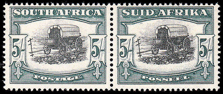 UNION 1933 HYPHENATED PICTORIALS 5s UP WMK WITH BROKEN YOKE PLUS OTHER VAR VERY FINE MNH. SACC 62ac
