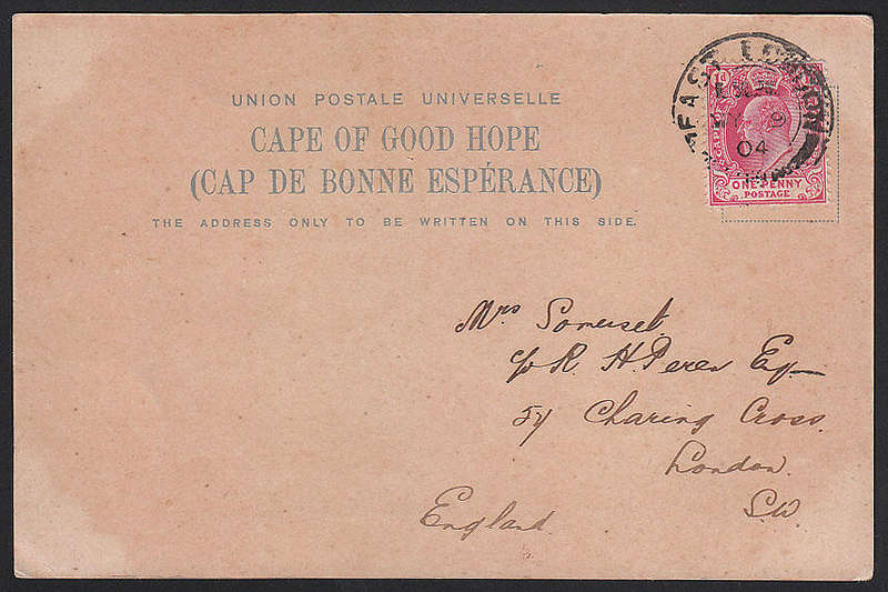 CGH 1904 WITH COMPLIMENTS OF SOUTH AFRCA POSTCARD WITH THREE DIFF VIGNETTES USED. SEE DESCIPTION