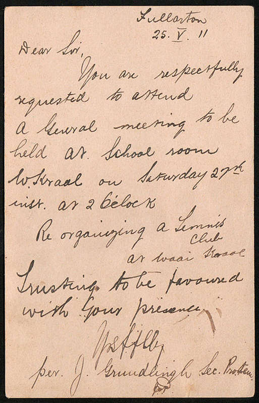 CGH 1911 SUPERB "FULLERTON SIDING" POSTMARK ON ½d CGH POSTAL STATIONERY CARD COMMERCIALLY USED