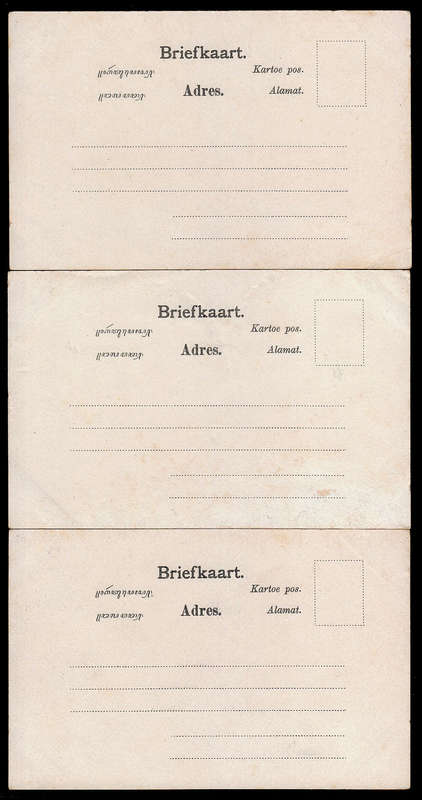 TRANSVAAL THREE UNUSED EARLY 1900 COLOURFUL ADVERTISING POSTCARDS EX NEDERLANDSCHE FABRIEK LEIDEN