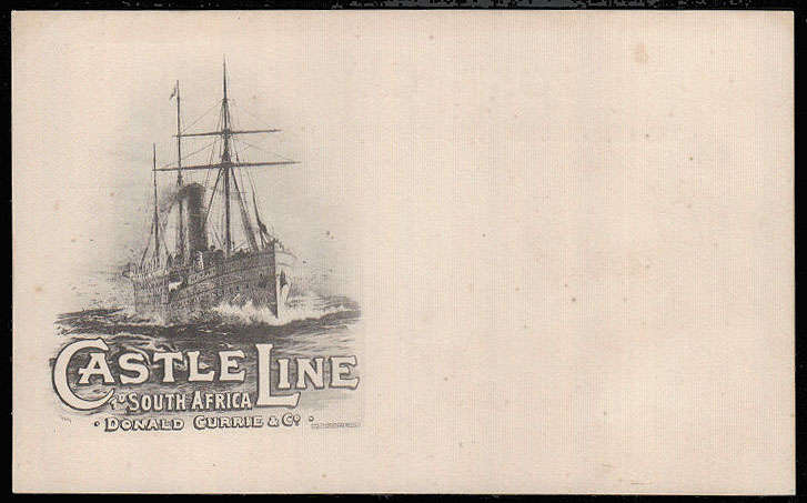 PRE 1900 UNION CASTLE LINE THE VERY RARE COURT SIZE POSTCARD WITH BLACKISH VIGNETTE UNUSED.