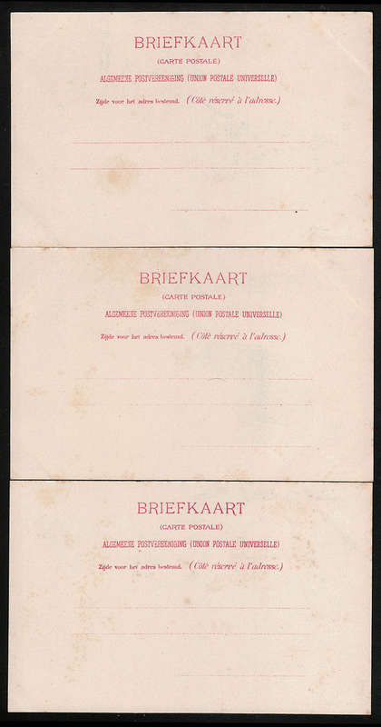 TRANSVAAL C 1900 J.H. DE BUSSY THREE DIFFERENT UNUSED POSTCARDS IN OLIVE-GREEN SHADE. AVERAGE COND