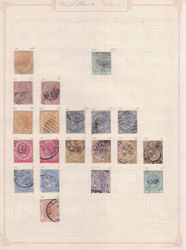 STRAITS SETTLEMENTS C 1870-1938 USED COLLECTION ON 11 PAGES. ALL SCANNED. CONDITION AS SHOWN