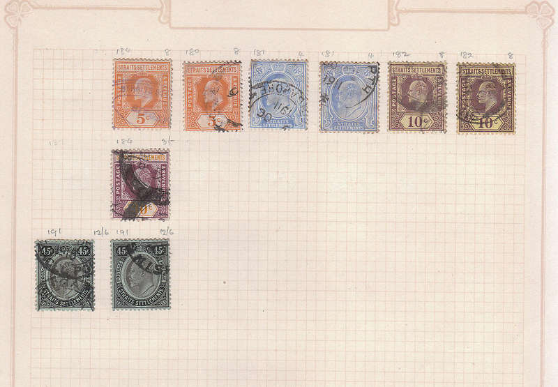 STRAITS SETTLEMENTS C 1870-1938 USED COLLECTION ON 11 PAGES. ALL SCANNED. CONDITION AS SHOWN
