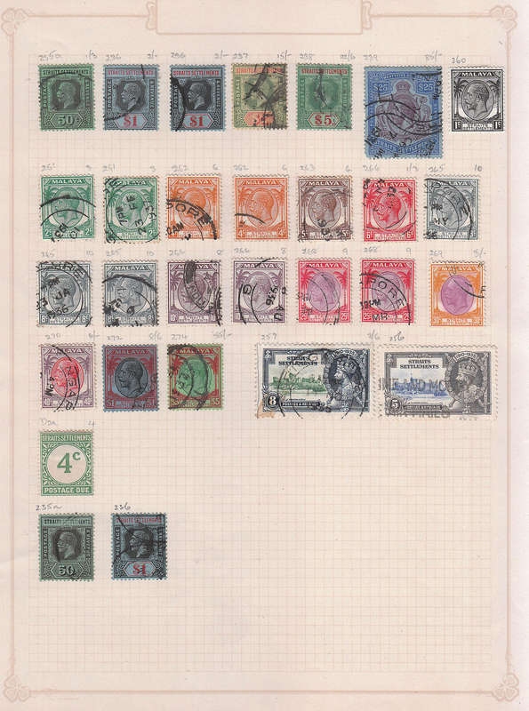 STRAITS SETTLEMENTS C 1870-1938 USED COLLECTION ON 11 PAGES. ALL SCANNED. CONDITION AS SHOWN