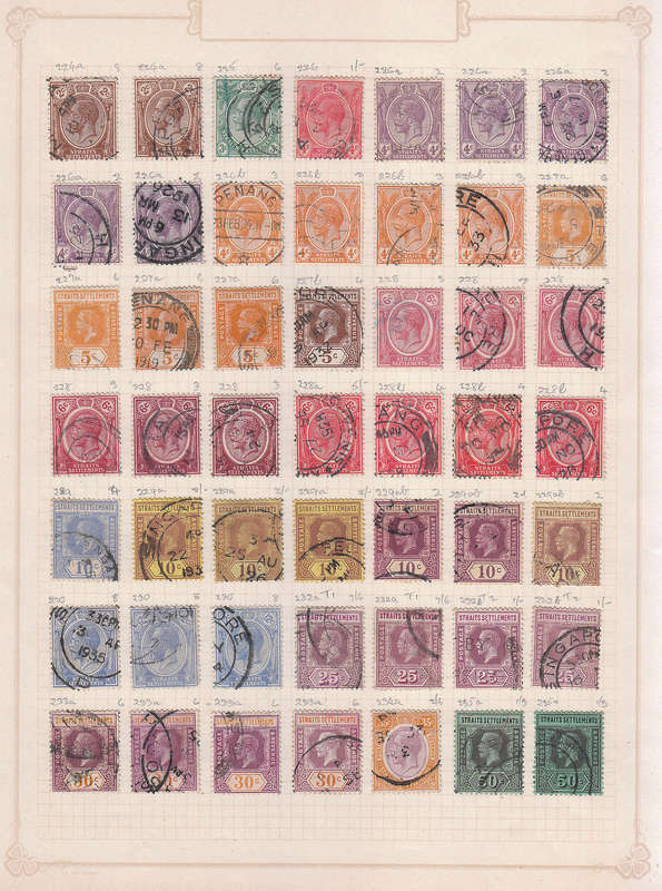 STRAITS SETTLEMENTS C 1870-1938 USED COLLECTION ON 11 PAGES. ALL SCANNED. CONDITION AS SHOWN