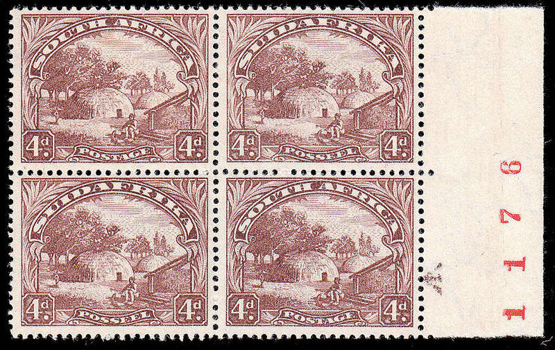 SOUTH AFRICA 1930 ROTO'S 4d RIGHT MARG BLOCK WITH GHOST ARROW VAR VERY FINE MINT SACC 47 var R1200+