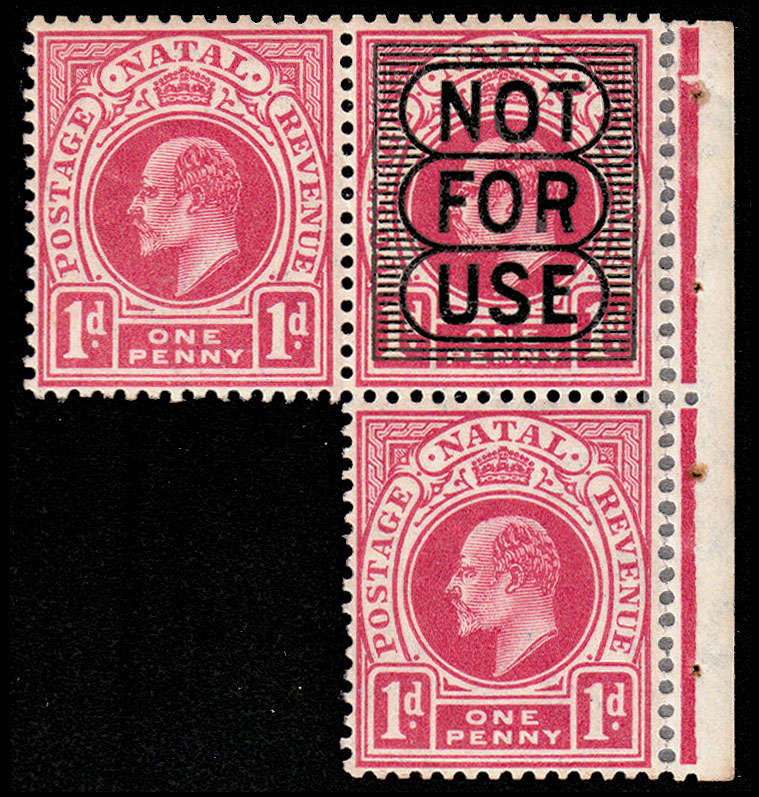 NATAL 1906 KEVII HIGH VALUES £1 PURPLE AND BLACK ON RED PAPER VERY FINE LMM SACC 145 CAT R8500