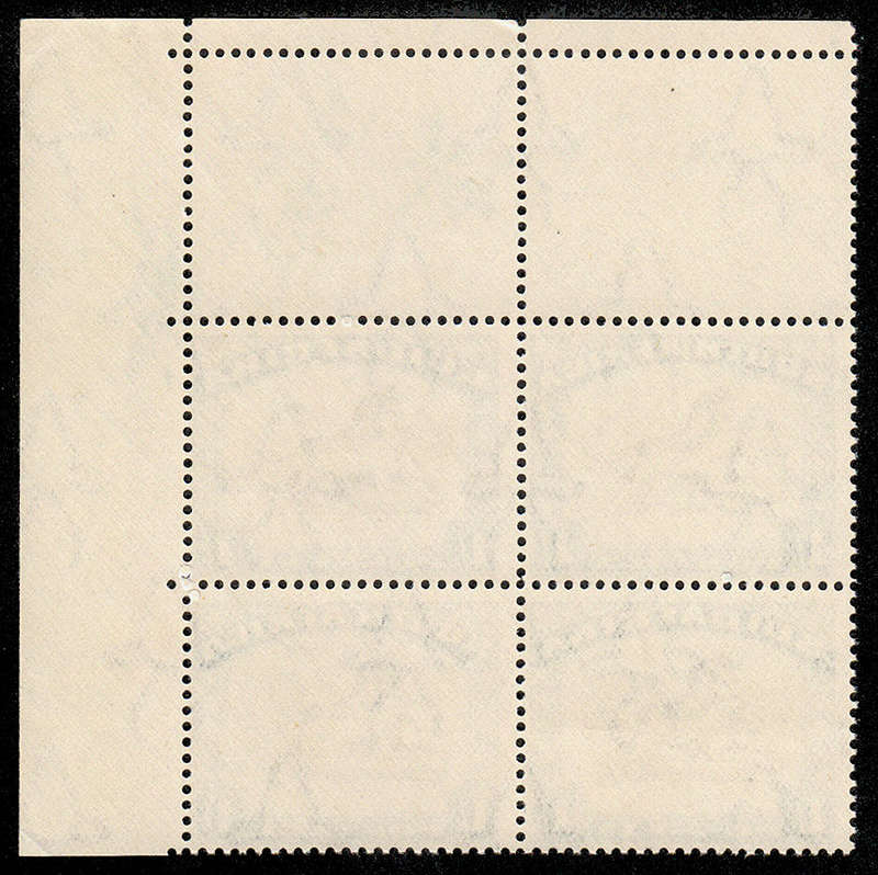 SOUTH AFRICA 1930 ROTO'S 1s INVERTED WMK CORNER BLOCK WITH TWISTED HORN VAR VERY FINE MNH SACC 49