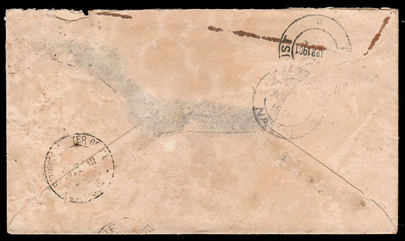 1901 (APRIL) BOER WAR COVER TO VOLKSRUST, BOXED NON-RECLAME AND ENDORSED NOT AT TRANSVAAL, HOLD