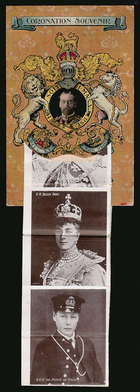 UK 1911 KGV CORONATION LOVELY SOUVENIR POSTCARDS WITH 6 FOLDOUT PHOTOS IN VERY FINE CONDITION