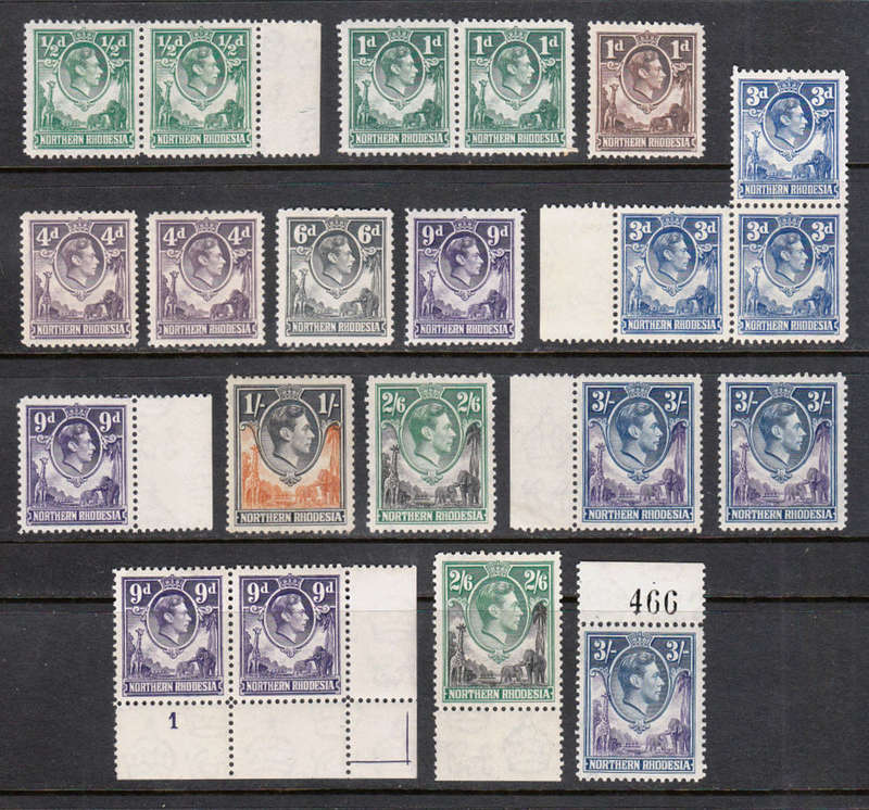 N RHODESIA 1937 KGVI ASSORTMENT WITH SOME DUPL TO 3s, ALL FINE MNH SACC BETWEEN 25 AND 42 ~ R2600