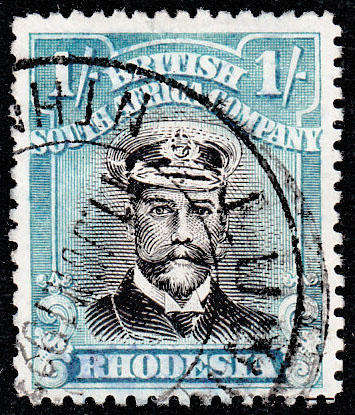 RHODESIA 1923 ADMIRALS THE RARE 1s DIE III PERF 15 WITH PRINTERS MARK AT BOTTOM FINE USED SACC 318