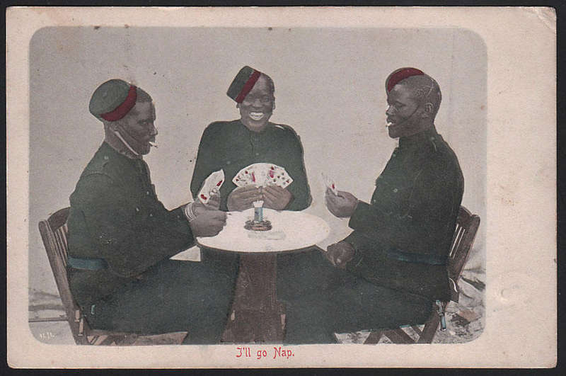 OFS 1906 (9 FEB) VERY RARE "P.O. HARRISMITH ARMY"  FULL PMK ON POSTCARD TO UK