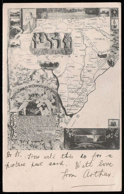 ORANGE FREE STATE 1904 THE CHAMBERLAIN TOUR MEMORIAL AFRICAN POSTCARD. MUCH ILLUSTRATED. USED